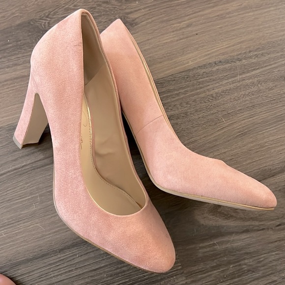 JESSICA SIMPSON • Blush Pink Merran Suede Pumps High Heels - Picture 11 of 11